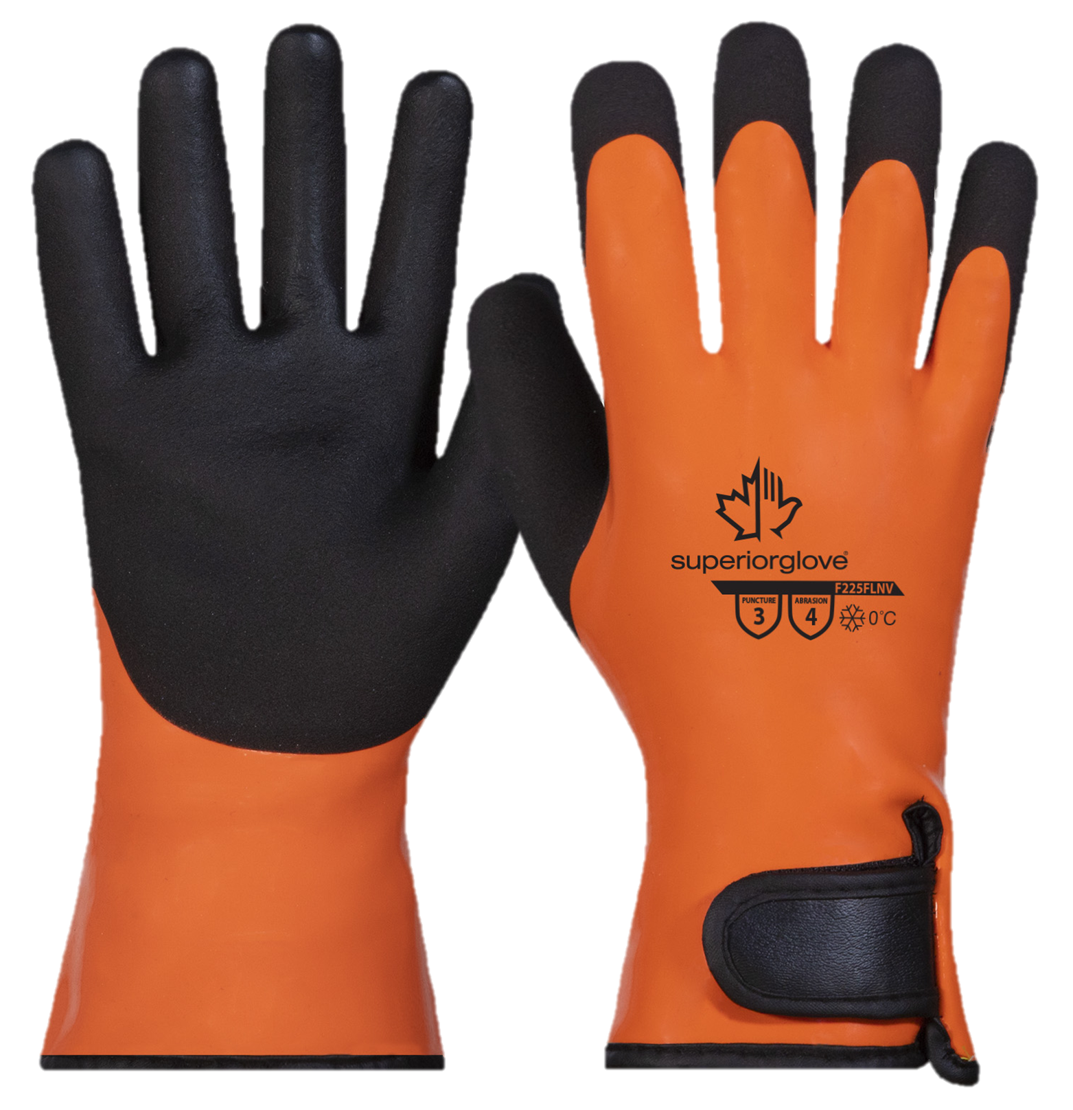 Superior Glove® Chemstop™ F225FLNV PVC Coated Gloves w/ Adjustable Cuff